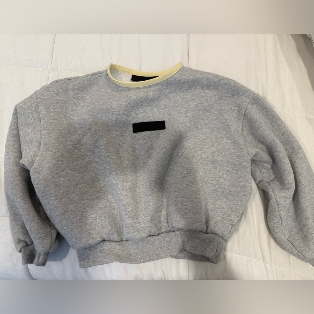 Fear of God Gray Crewneck Sweater with Cream Trim